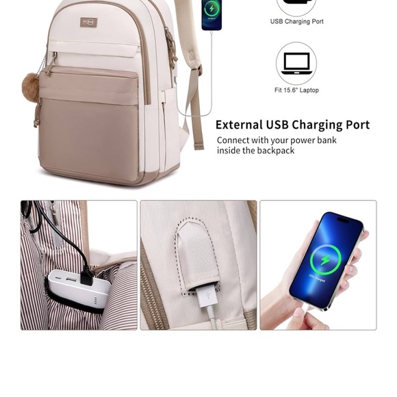 MCM White and Tan Women's Backpack - Picture 4 of 4